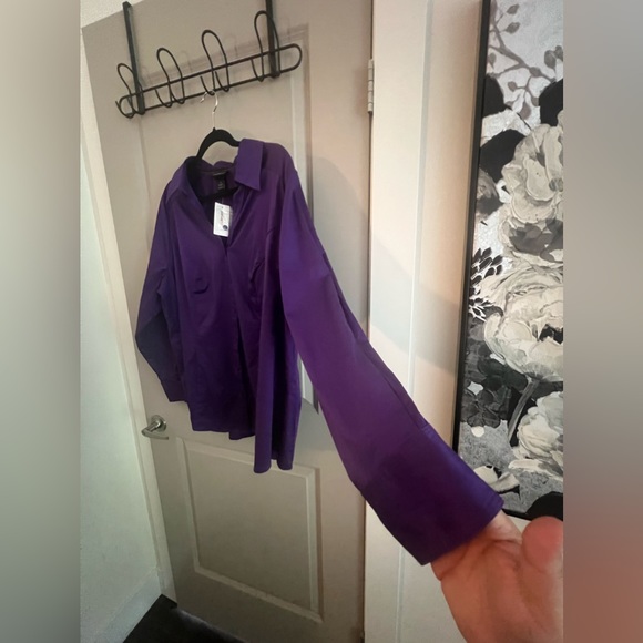 NWT Lane Bryant oversized plus size 24 purple button down blouse - Picture 9 of 9
